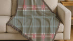 Electric Tartan Throw — 1990s Teal & Red Plaid Woven Blanket
