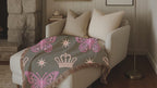 Crown & Wings Throw — 2000s Y2K Butterfly Crown Woven Blanket