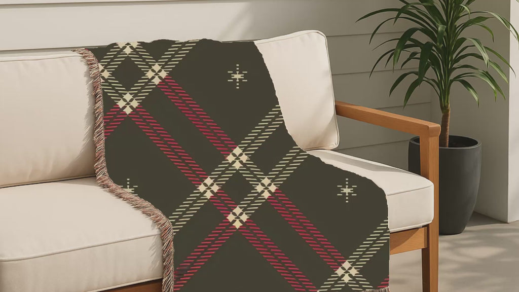 Startan Throw — 1990s Plaid & Star Woven Blanket