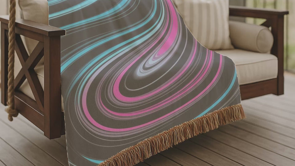 Neon Vortex Throw — 2000s Y2K Neon Flow Woven Blanket