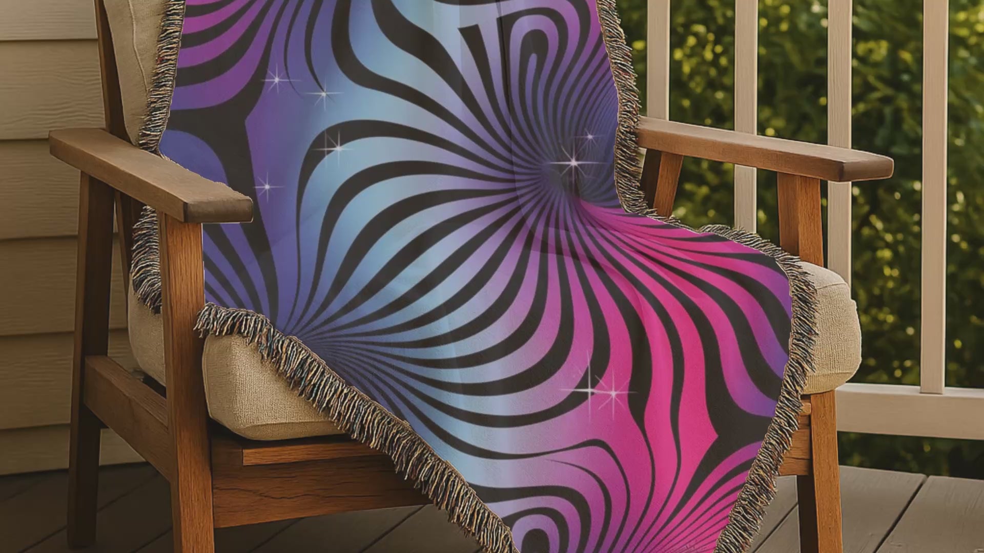 Supernova Throw — 2000s Y2K Stripe Sunburst Woven Blanket