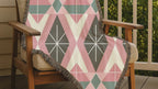 Prism Geo Throw — 1980s Pastel Geometric Woven Blanket