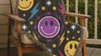 Bolts & Smiles Throw — 1990s Smiley & Lightning Woven Blanket